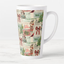 メリークリスマスと季節のごあいさつヴィンテージ カフェラテマグ
