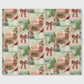 メリークリスマスと季節のごあいさつヴィンテージ ラッピングペーパー (フラット)