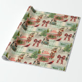 メリークリスマスと季節のごあいさつヴィンテージ ラッピングペーパー (アンロールド)