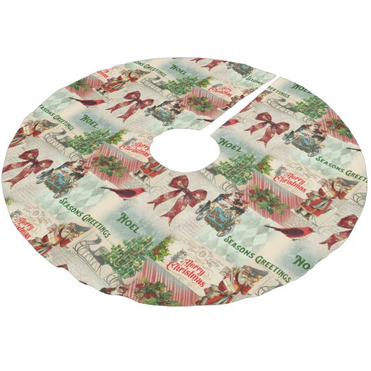 メリークリスマスと季節のごあいさつ ブラッシュドポリエステルツリースカート (アングル)