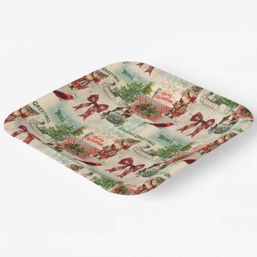 メリークリスマスと季節のごあいさつ ペーパープレート (傾斜あり)