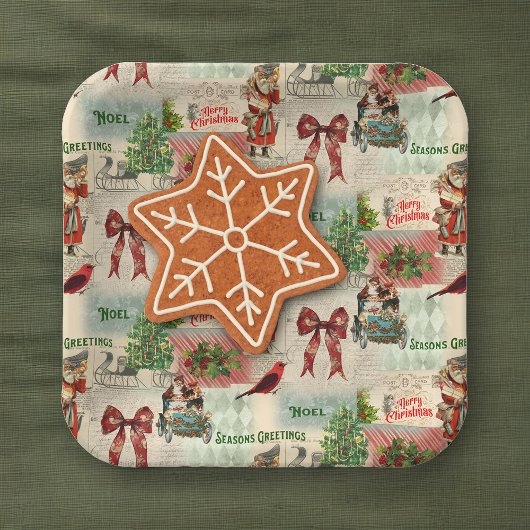 メリークリスマスと季節のごあいさつ ペーパープレート