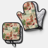 メリークリスマスと季節のごあいさつ 鍋つかみ&鍋敷きセット (正面/裏面)