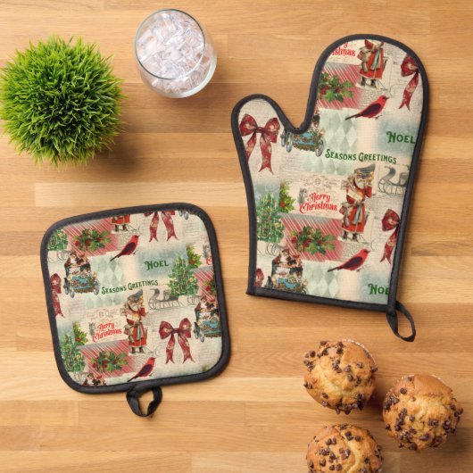 メリークリスマスと季節のごあいさつ 鍋つかみ&鍋敷きセット (トップダウン)