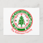 メリークリスマスと家族の名前 シーズンポストカード (正面)