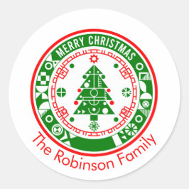 メリークリスマスと家族の名前 ラウンドシール