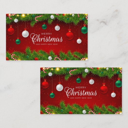 メリークリスマスと小妖精や小人名刺デザイン 名刺 (正面/裏面)