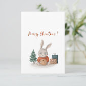 メリークリスマスと幸せな新年かわいいバニー サンキューカード (スタンド正面)