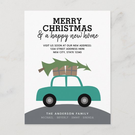 メリークリスマスと新しい自宅住所の引越 シーズンポストカード (正面)