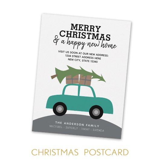 メリークリスマスと新しい自宅住所の引越 シーズンポストカード