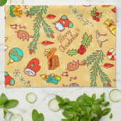 メリークリスマスと新年おめでとう キッチンタオル (折り畳み)
