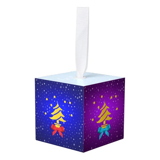 メリークリスマスと新年おめでとう！ キューブオーナメント (正面アングル)