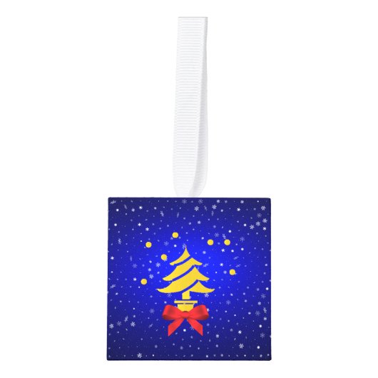 メリークリスマスと新年おめでとう！ キューブオーナメント (正面)