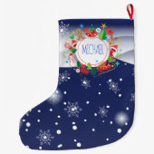 メリークリスマスと新年おめでとう!クリスマスモノグラム ラージクリスマスストッキング (裏面)