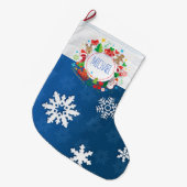 メリークリスマスと新年おめでとう!クリスマスモノグラム ラージクリスマスストッキング (正面 (吊り時))