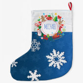 メリークリスマスと新年おめでとう!クリスマスモノグラム ラージクリスマスストッキング (裏面)