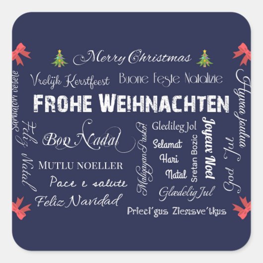 メリークリスマスと新年おめでとう! スクエアシール (正面)