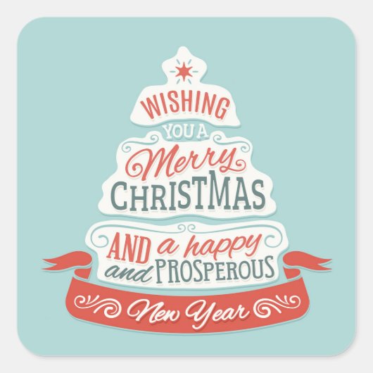 メリークリスマスと新年おめでとう スクエアシール (正面)