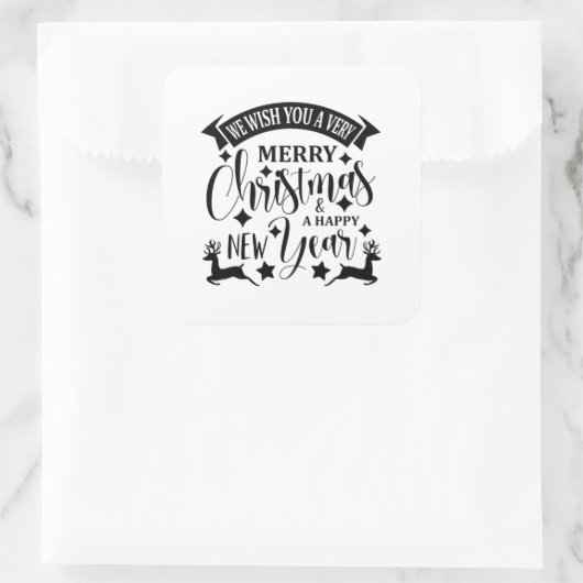 メリークリスマスと新年おめでとう スクエアシール (バッグ)