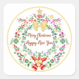 メリークリスマスと新年おめでとう! スクエアシール