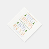 メリークリスマスと新年おめでとう スタンダードカクテルナプキン (角)