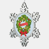 メリークリスマスと新年おめでとう! スノーフレークピューターオーナメント (右)