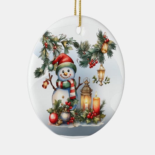 メリークリスマスと新年おめでとう! セラミックオーナメント (右)