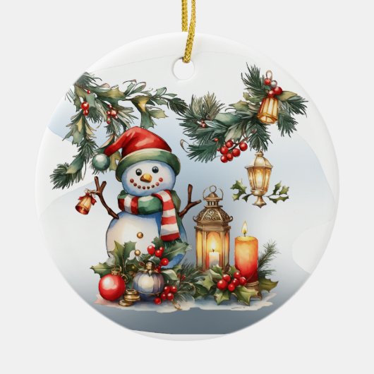 メリークリスマスと新年おめでとう! セラミックオーナメント (正面)