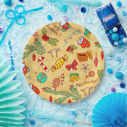 メリークリスマスと新年おめでとう ペーパープレート (パーティー)