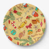 メリークリスマスと新年おめでとう ペーパープレート (正面)