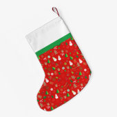 メリークリスマスと新年おめでとう！モノグラムクリスマス スモールクリスマスストッキング (裏面 (吊り時))