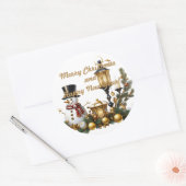 メリークリスマスと新年おめでとう！ ラウンドシール (封筒)