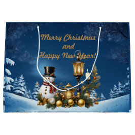 メリークリスマスと新年おめでとう！ ラージペーパーバッグ