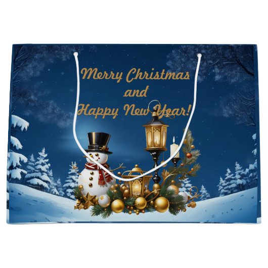 メリークリスマスと新年おめでとう! ラージペーパーバッグ (正面)