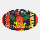 メリークリスマスと新年おめでとう 楕円形シール (正面)