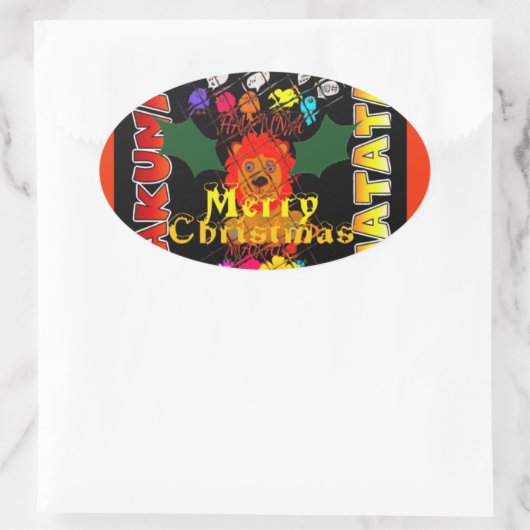 メリークリスマスと新年おめでとう 楕円形シール (バッグ)