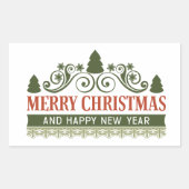 メリークリスマスと新年おめでとう 長方形シール (正面)