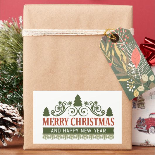メリークリスマスと新年おめでとう 長方形シール (クリスマス)