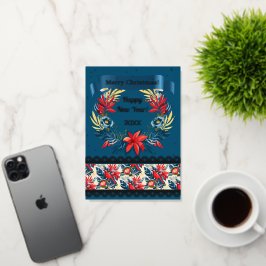 メリークリスマスと新年おめでとう!2025青い鳥 箔シーズンカード