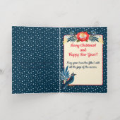 メリークリスマスと新年おめでとう!2025青い鳥 箔シーズンカード (内側レイダウン)