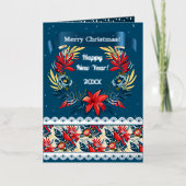 メリークリスマスと新年おめでとう!2025青い鳥 箔シーズンカード (正面)