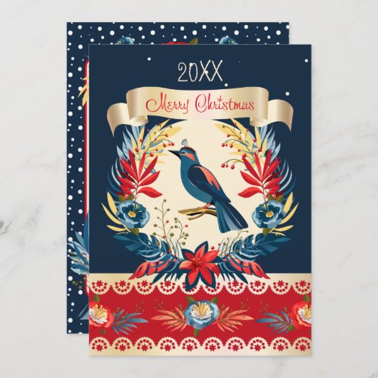 メリークリスマスと新年おめでとう！2026青い鳥 シーズンカード (正面/裏面)