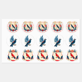 メリークリスマスと新年おめでとう!20XX青い鳥 ラベル