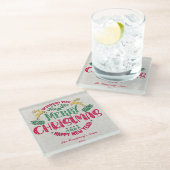メリークリスマスと新年のあけましておめでとうございます ガラスコースター (アングル)