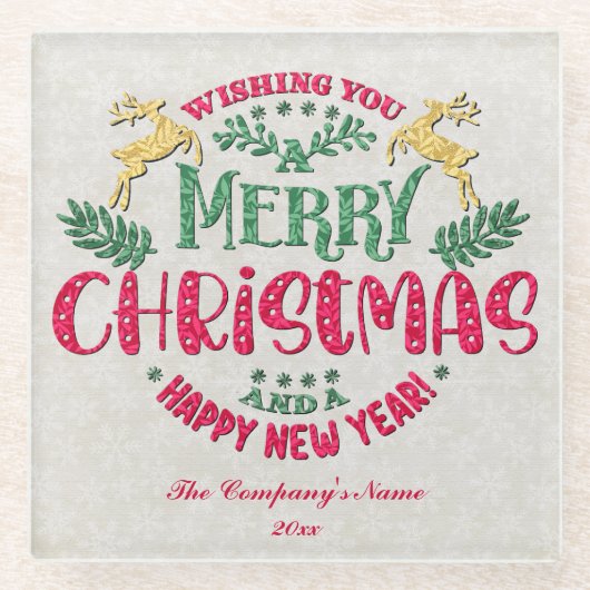 メリークリスマスと新年のあけましておめでとうございます ガラスコースター (正面)