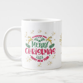 メリークリスマスと新年のあけましておめでとうございます ジャンボコーヒーマグカップ