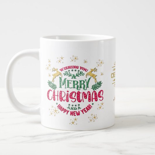 メリークリスマスと新年のあけましておめでとうございます ジャンボコーヒーマグカップ (左)
