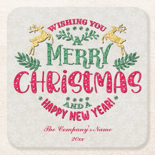 メリークリスマスと新年のあけましておめでとうございます スクエアペーパーコースター (正面)