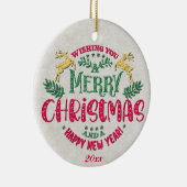 メリークリスマスと新年のあけましておめでとうございます セラミックオーナメント (右)