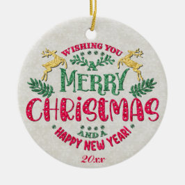 メリークリスマスと新年のあけましておめでとうございます セラミックオーナメント